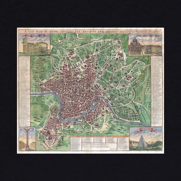 Vintage Map of Rome Italy (1721) by Bravuramedia